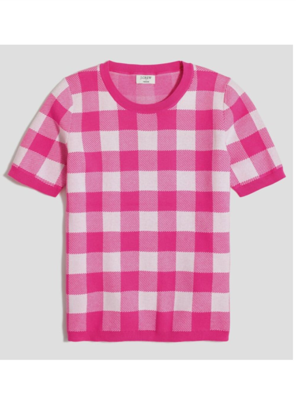 J crew factory Short-sleeve gingham sweater - Size M - NWT